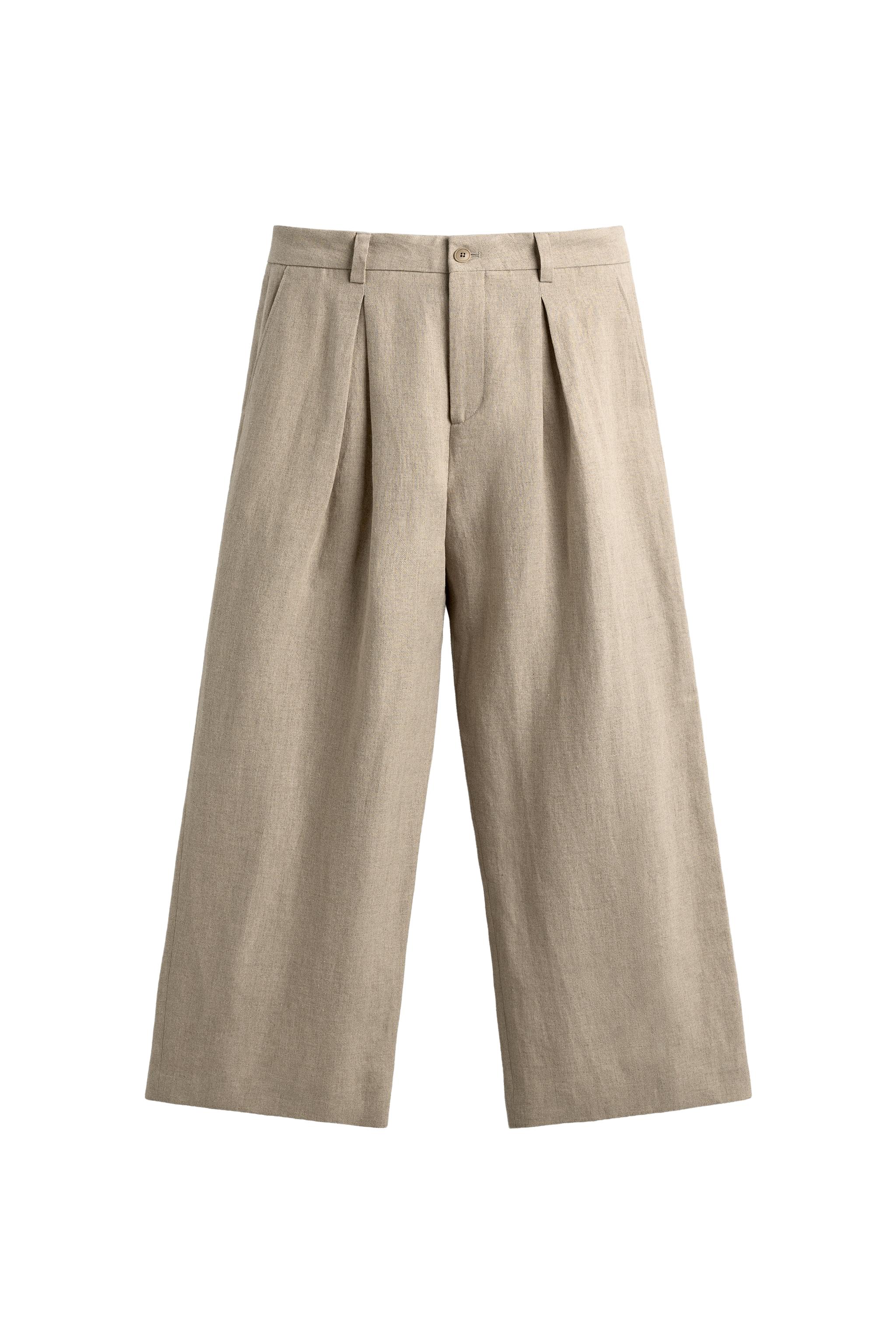 RELAXED FIT PLEATED SUIT PANTS